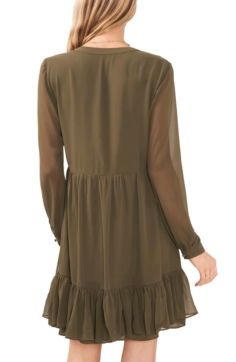 Vince Camuto Long Sleeve Ruffle Hem Chiffon Dress, Alternate, color, 