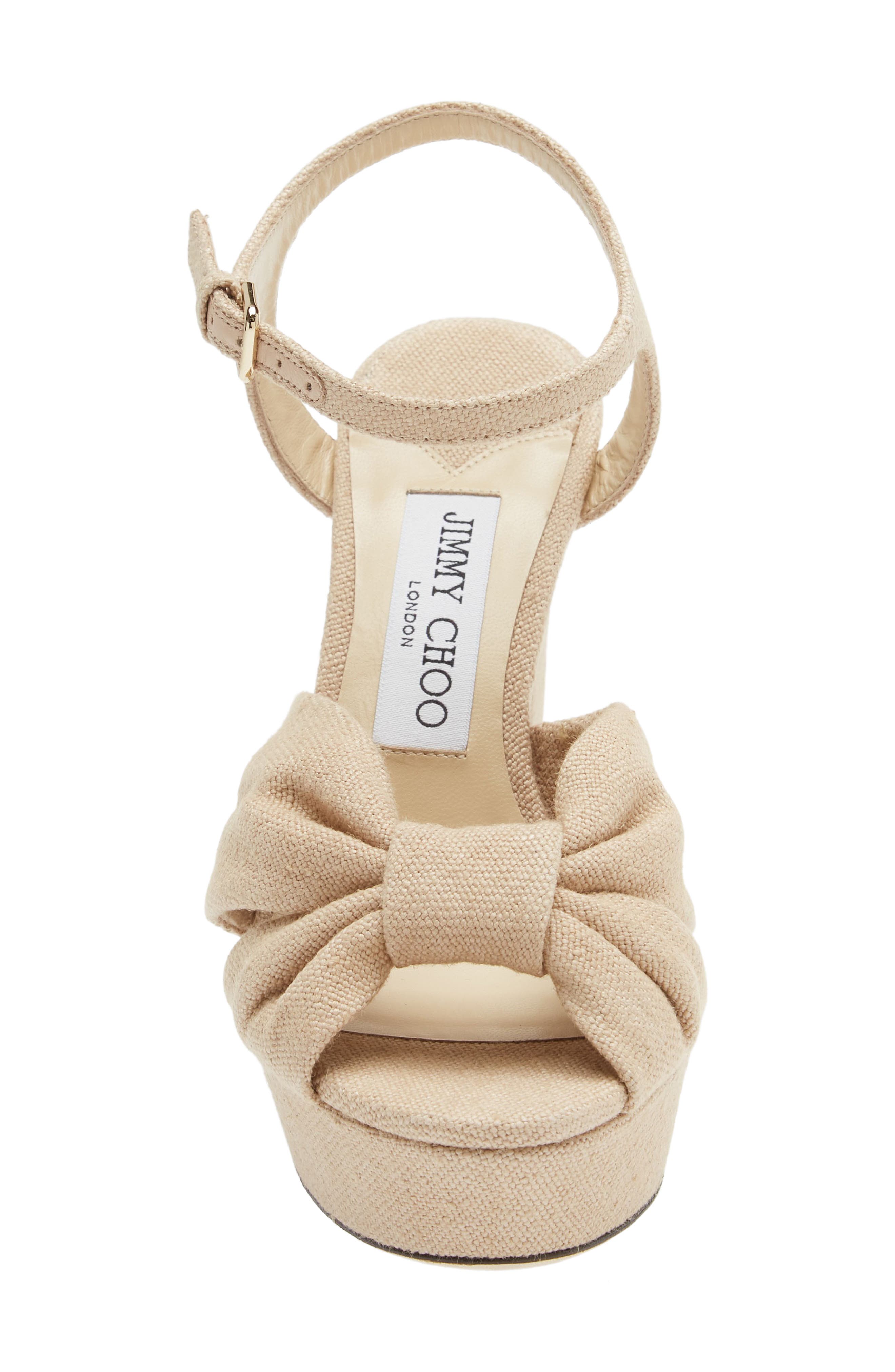 Jimmy Choo Heloise Linen Canvas Platform Sandal, Alternate, color, Ballet Pink