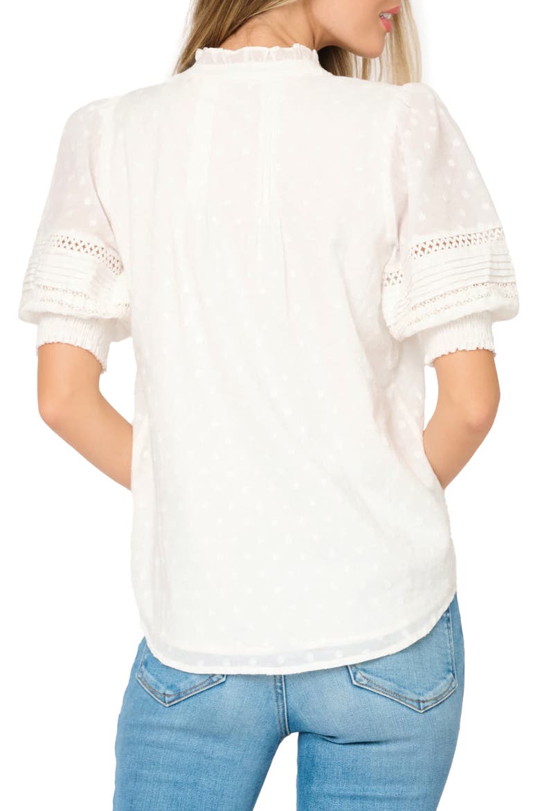 Dianthus Puff Sleeve Cotton Top, Alternate, color, WHITE