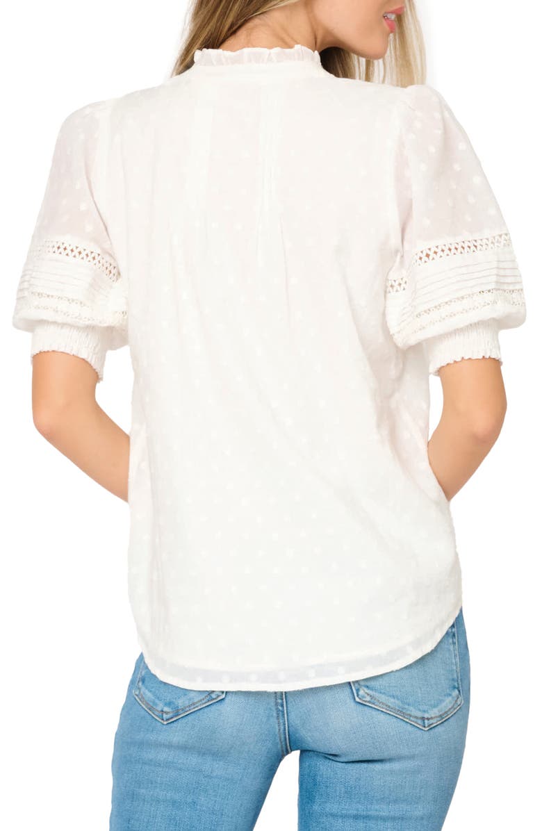 GIBSONLOOK Dianthus Puff Sleeve Cotton Top, Alternate, color, White