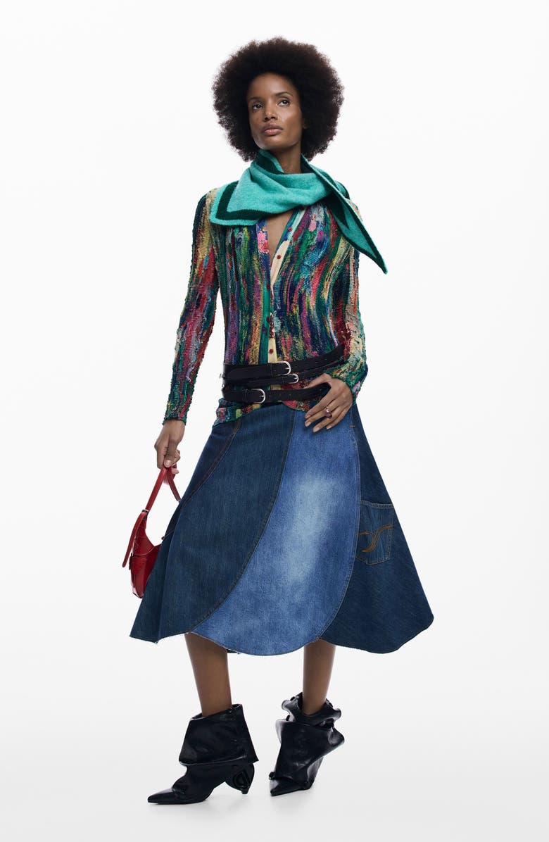 Desigual Patchwork A-Line Skirt, Alternate, color,