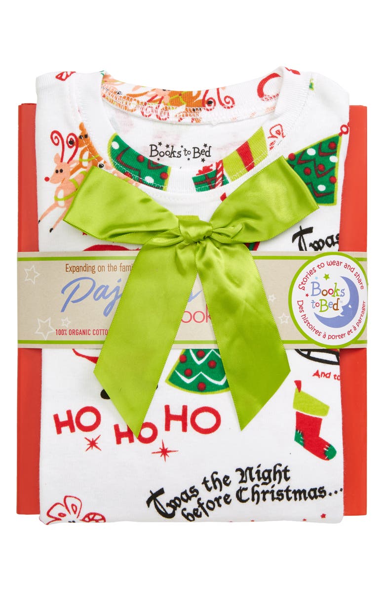 Hatley Books To Bed Kids' '12 Days of Christmas' Organic Cotton Fitted Two-Piece Pajamas & Storybook Set, Alternate, color,