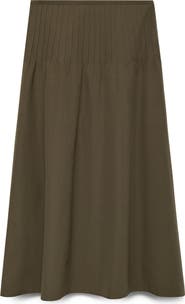 MANGO Pleated Detail Flared Skirt
