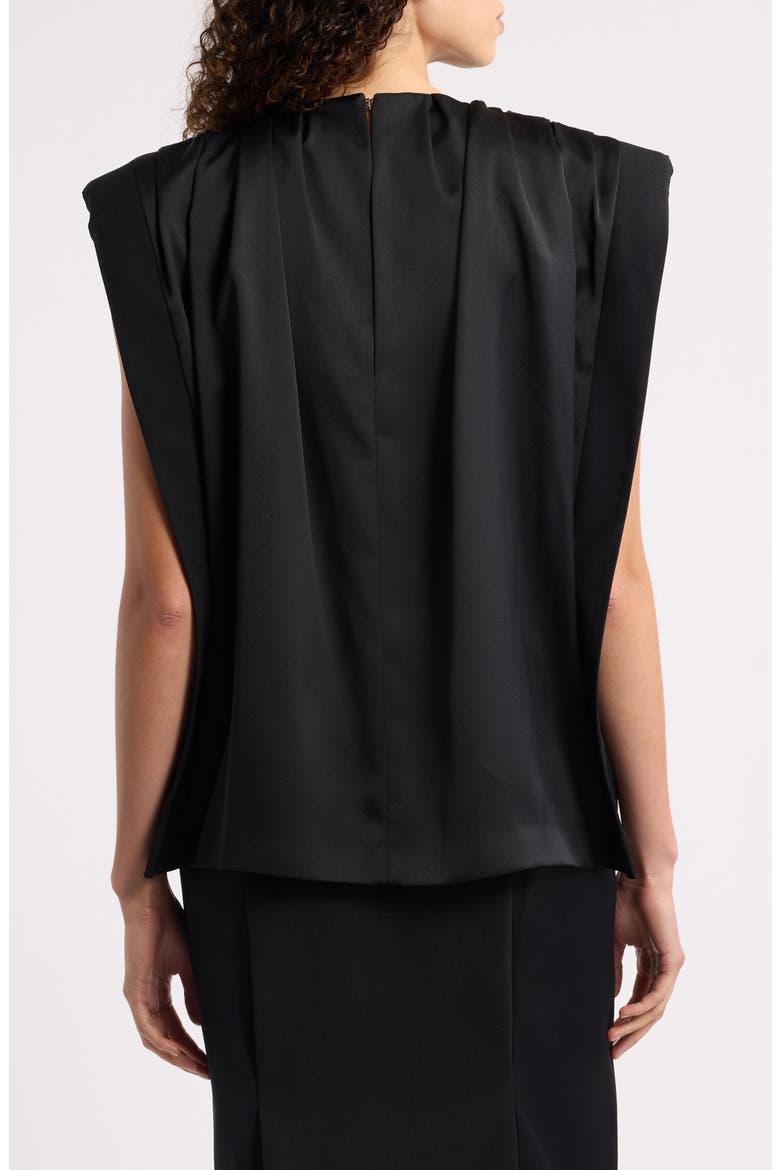 Draped Satin Top, Alternate, color, BLACK