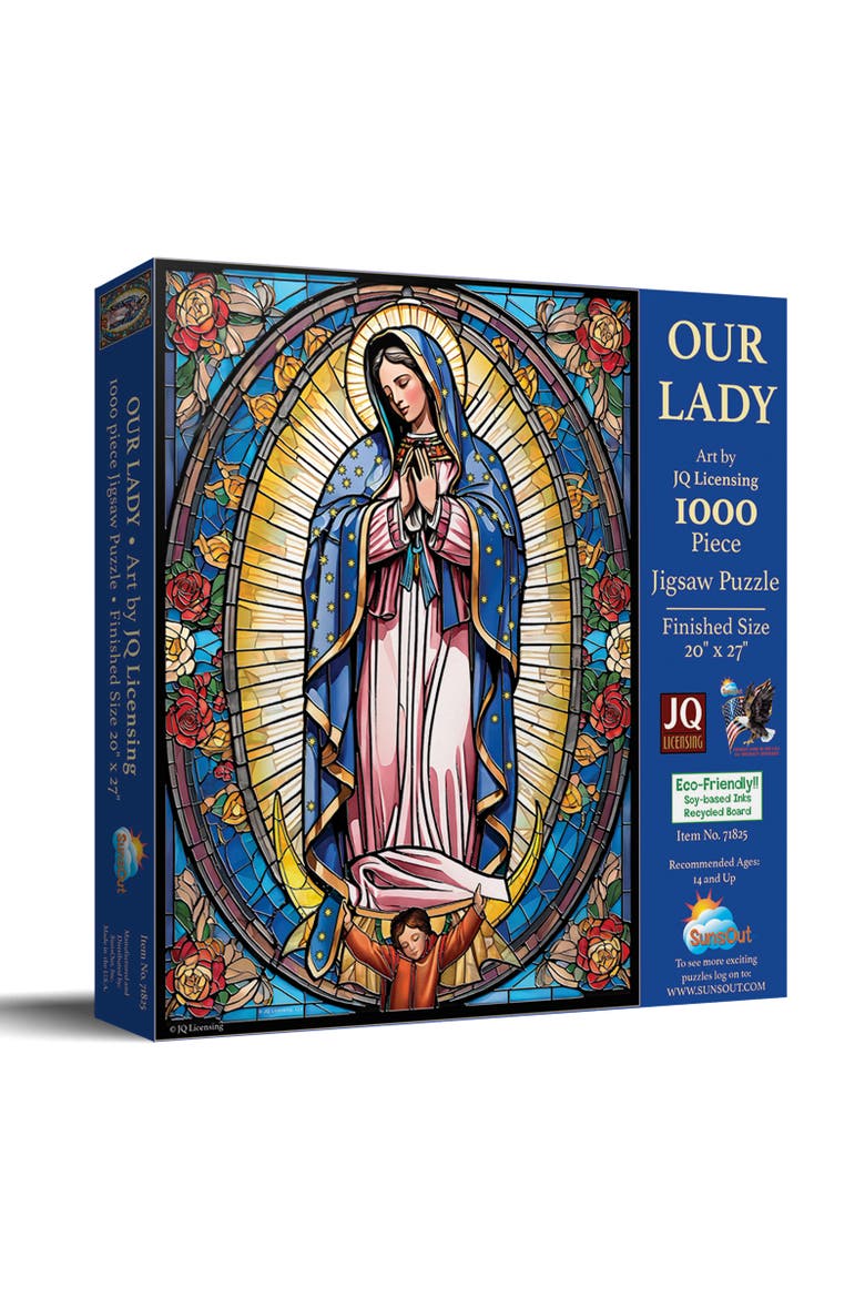 Stained Glass Our Lady 1000 piece Jigsaw Puzzle for Adults, Main, color, Multicolor