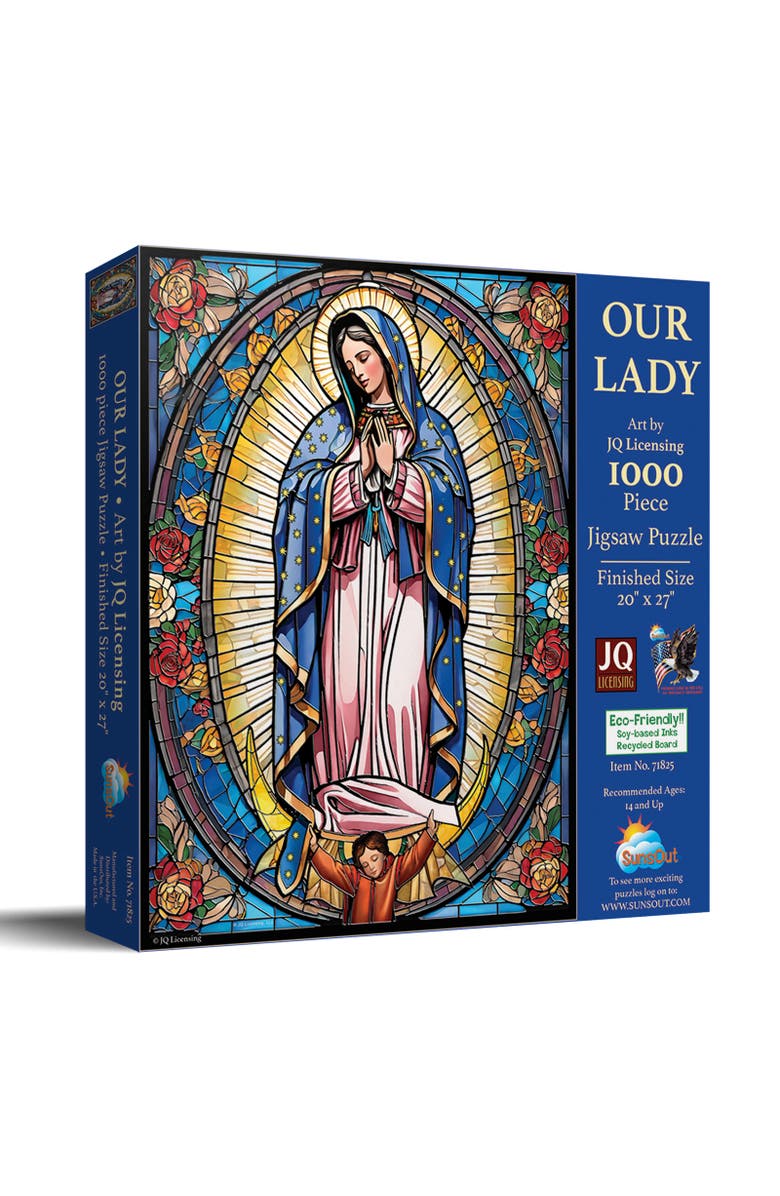 Sunsout Stained Glass Our Lady 1000 piece Jigsaw Puzzle for Adults, Main, color, Multicolor