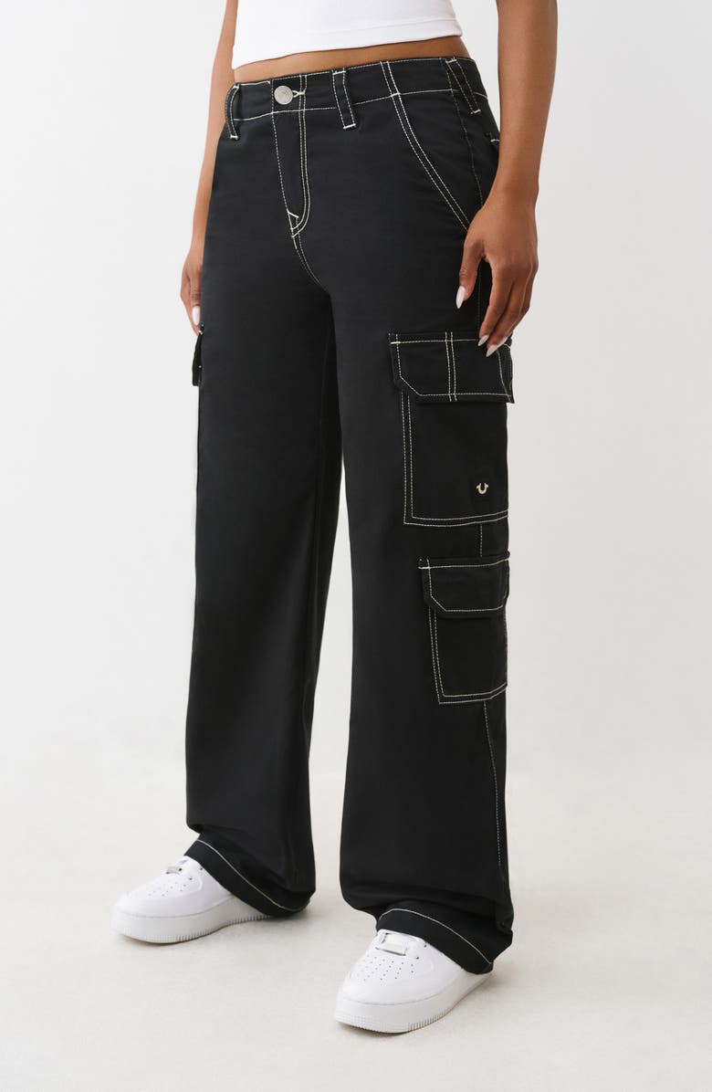 True Religion Cargo Pants, Alternate, color, Jet Black