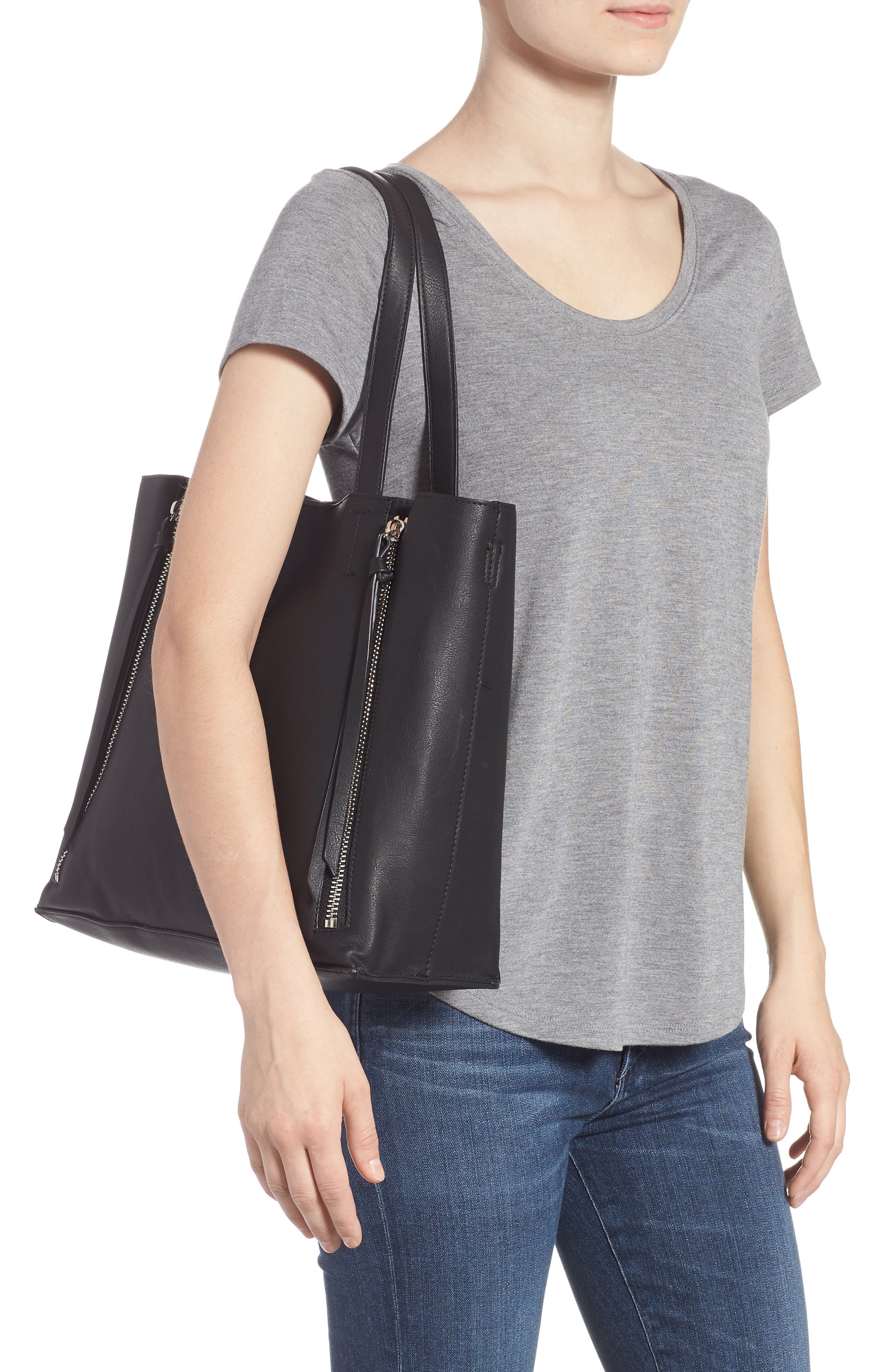 Chelsea28 Leigh Convertible Zipper Faux Leather Tote, Alternate, color, 