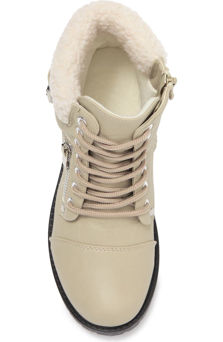 WANTED FOOTWEAR Combat Boot With Faux Shearling Trim, Alternate, color,