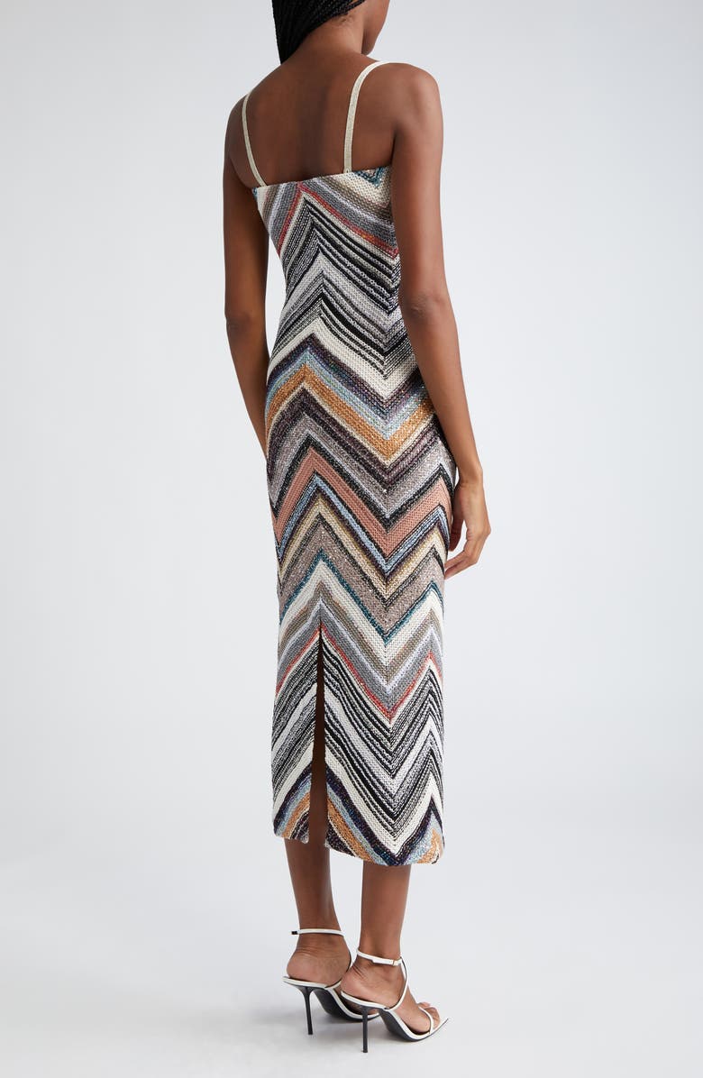 Missoni Sequin Chevron Stripe Sleeveless Midi Dress, Alternate, color, 