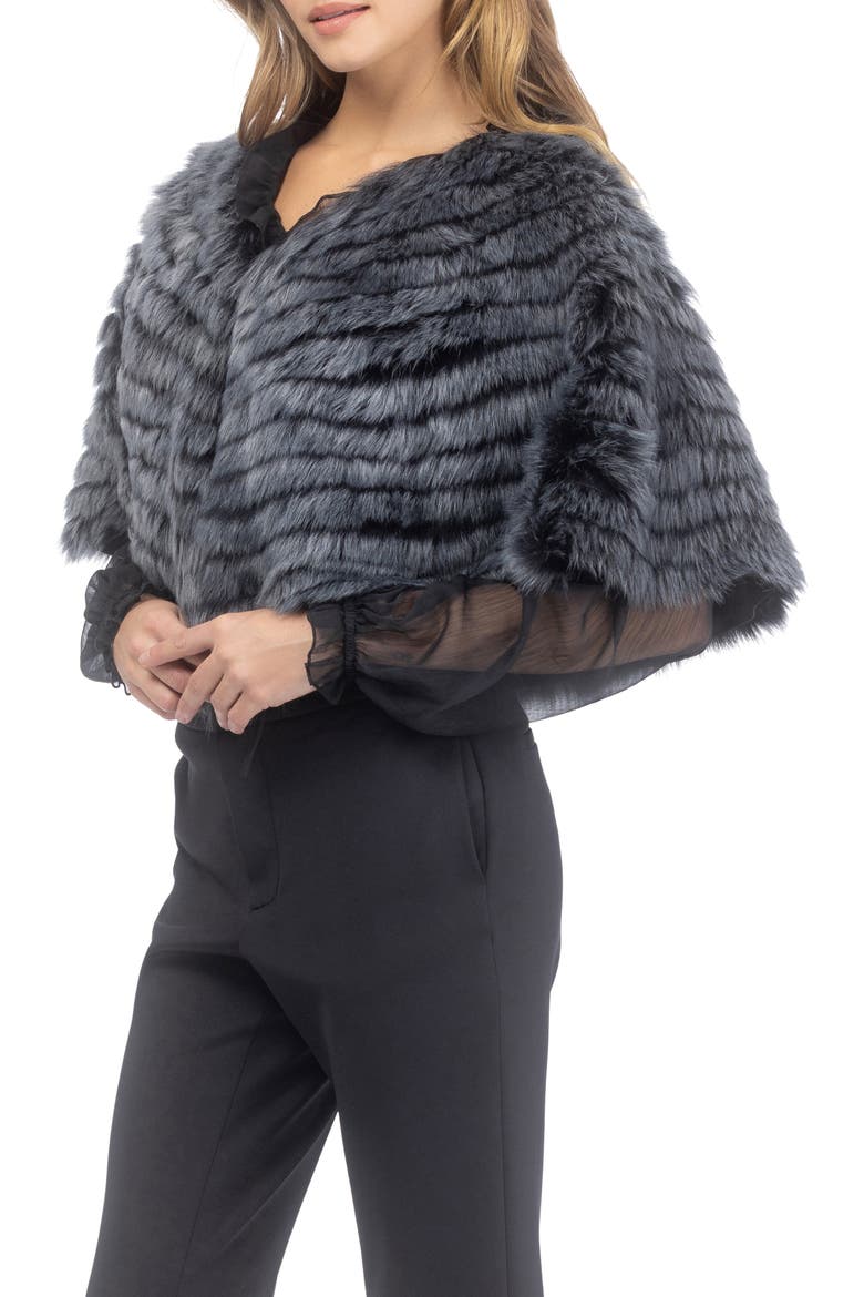 Genuine Shearling Layered Capelet, Alternate, color, BLACK BRISA