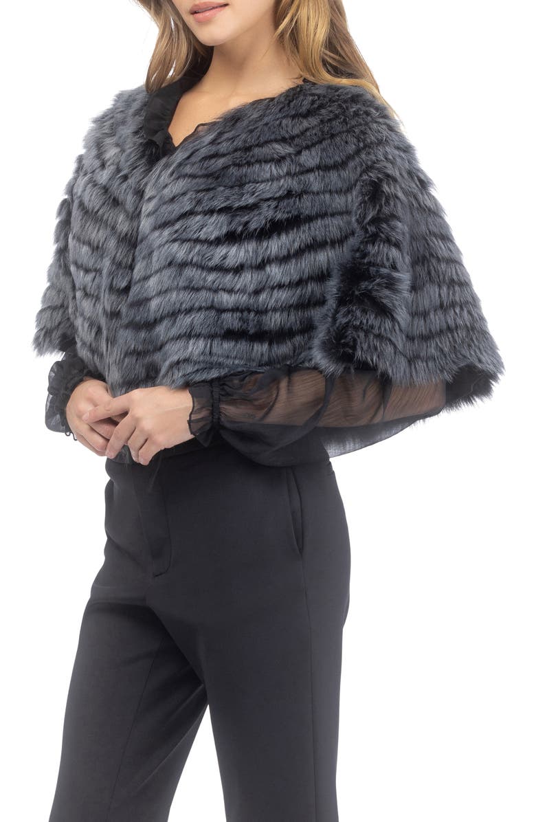 GORSKI Genuine Shearling Layered Capelet, Alternate, color, Black Brisa