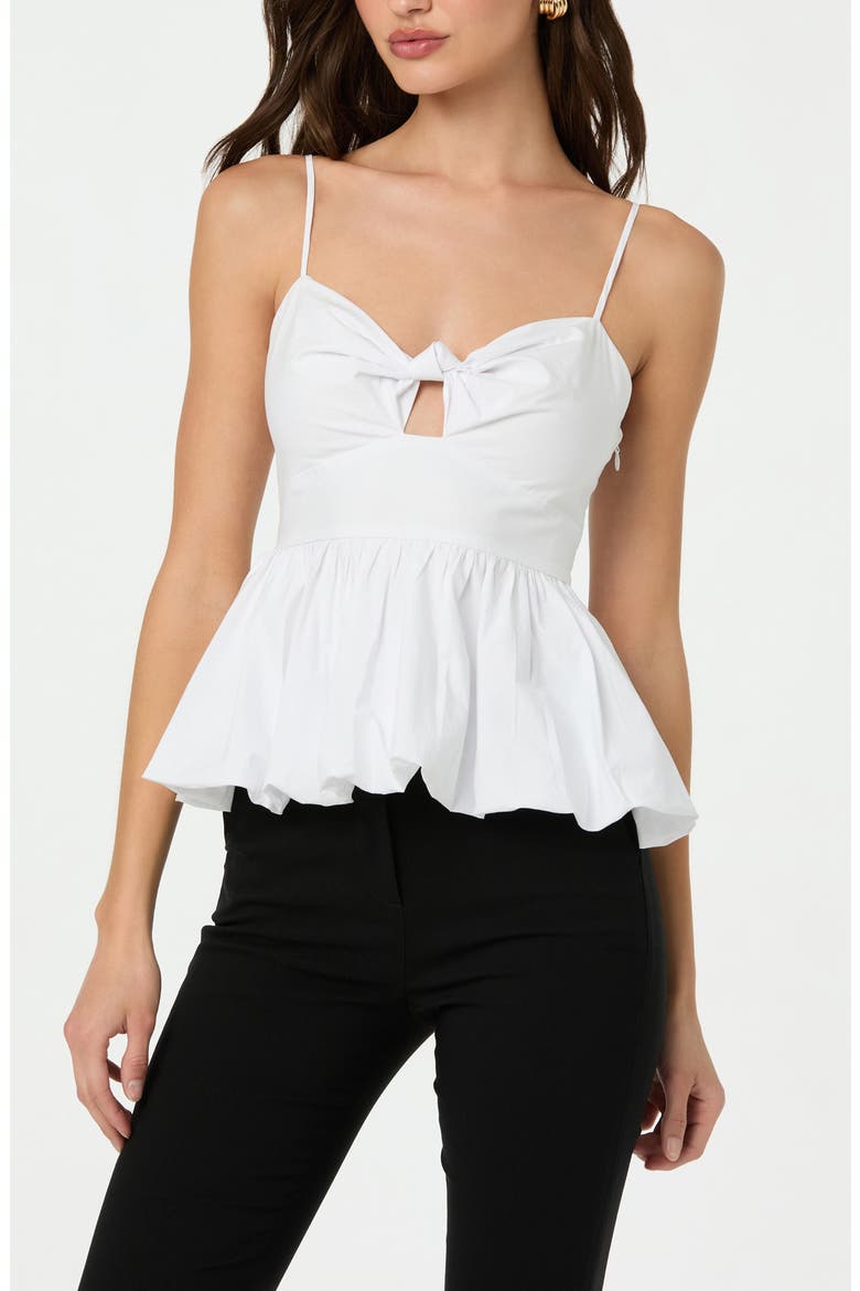 Cotton Twist Cutout Bubble Peplum Camisole, Main, color, OFF WHITE