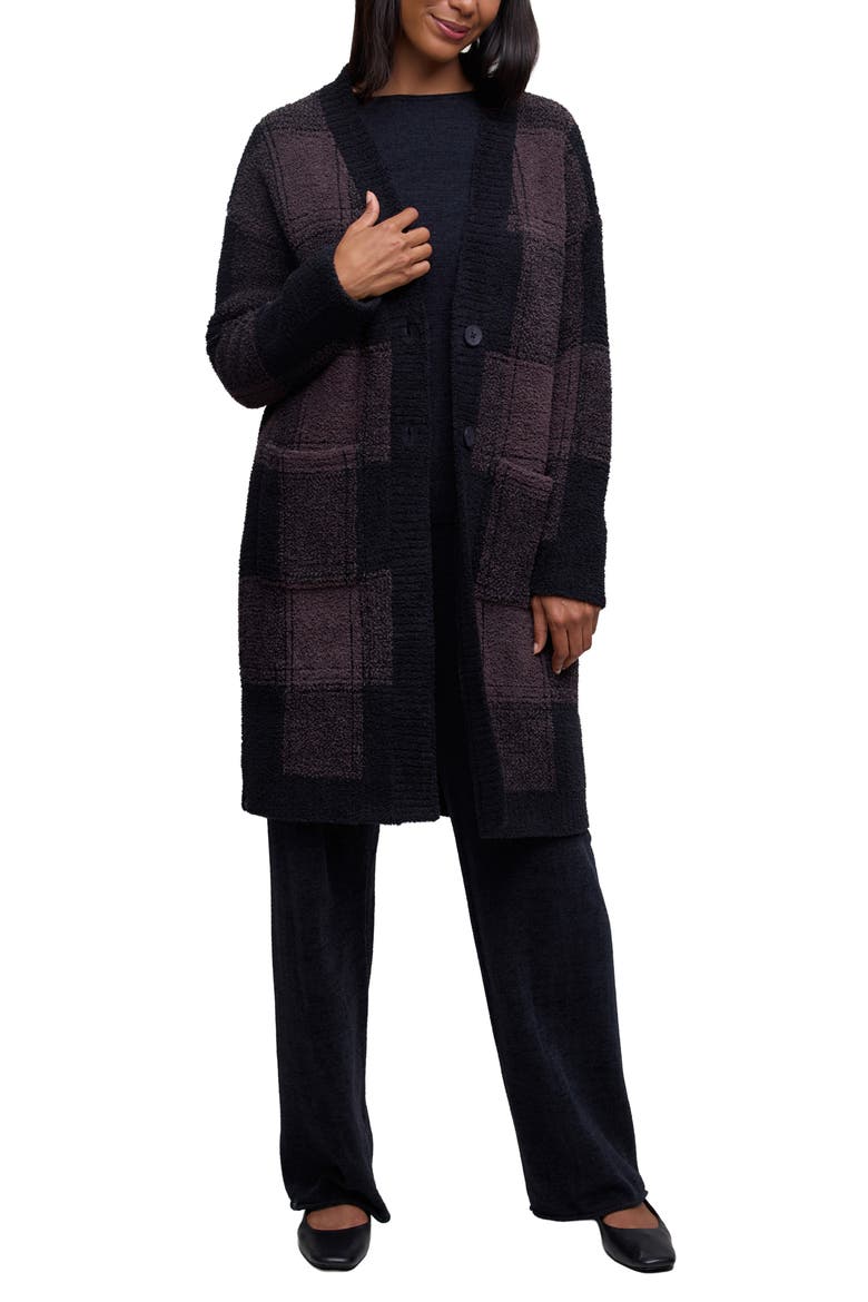 CozyChic® Buffalo Plaid Long Cardigan, Main, color, UMBER MULTI