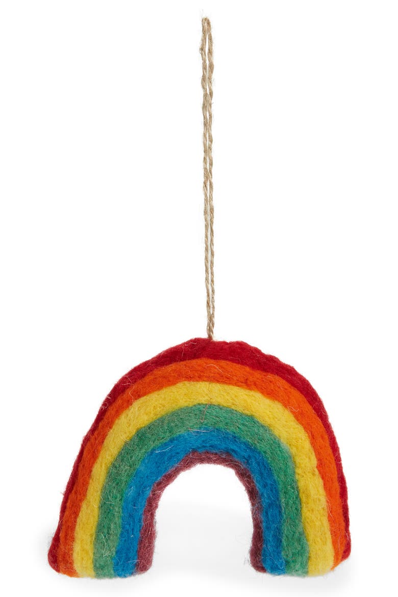 Wool Felt Rainbow Ornament, Main, color, MULTI