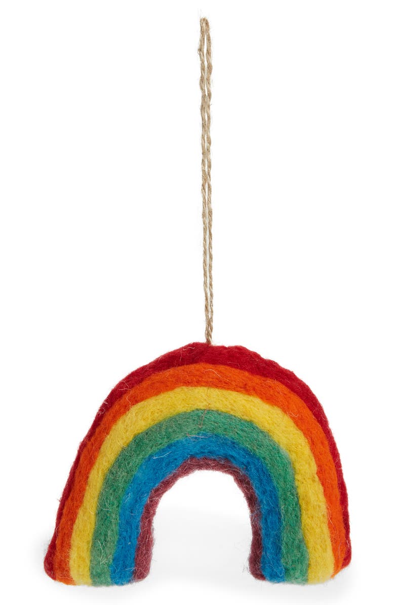 Creative Co-Op Wool Felt Rainbow Ornament, Main, color, 
