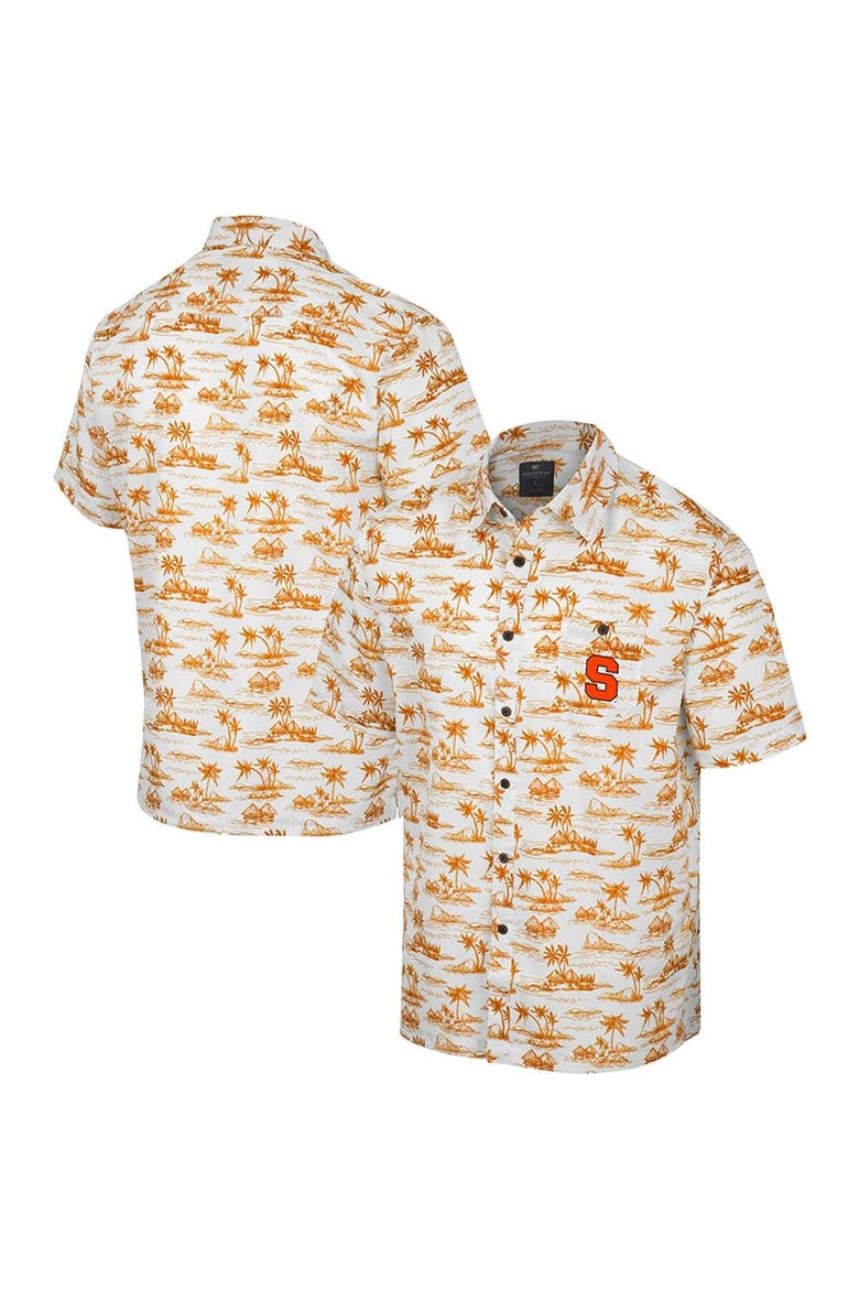 Men's Colosseum White Syracuse Orange Spontaneous is Romantic Camp Button-Up Shirt, Main, color, White