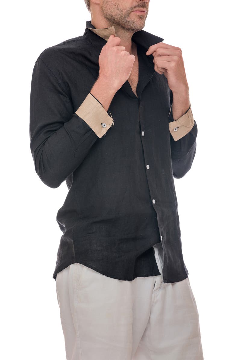 RANEES Linen Button-Up Shirt, Alternate, color,