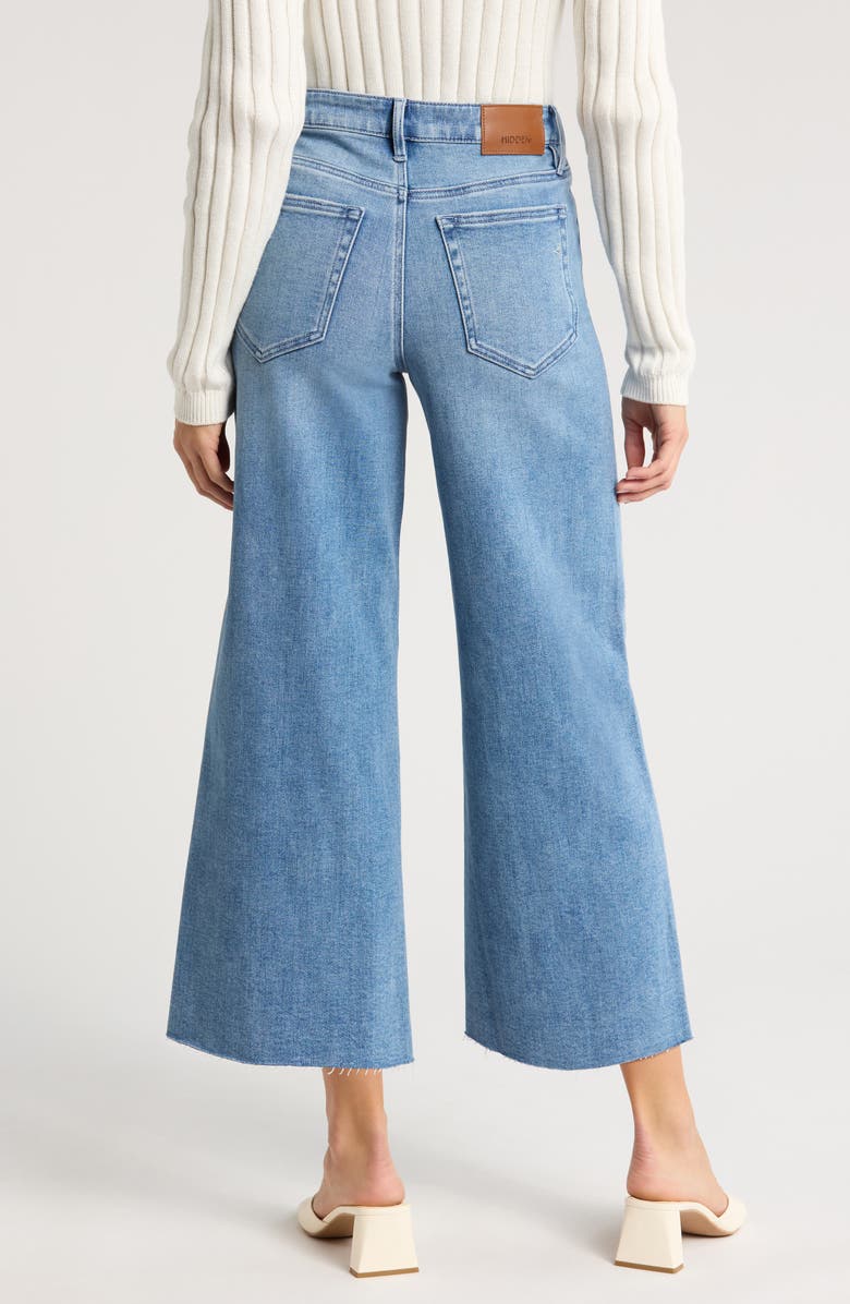 HIDDEN JEANS High Waist Raw Hem Crop Wide Leg Dad Jeans, Alternate, color, Medium Wash