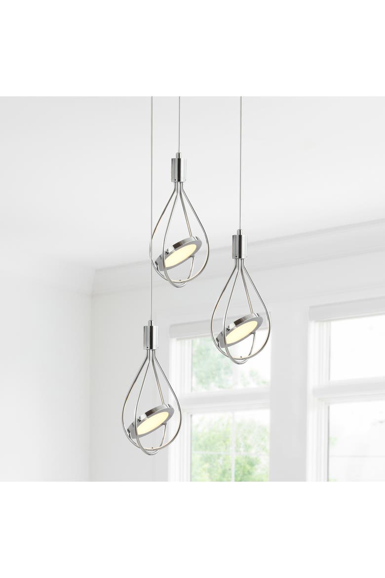 Orion Adjustable Modern Integrated 3-Light Cluster LED Metal Pendant, Alternate, color, Chrome