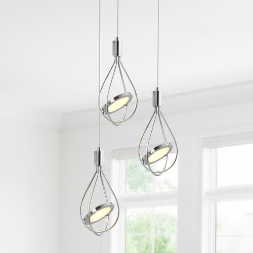 Jonathan Y Orion Adjustable Modern Integrated 3-light Cluster Led Metal Pendant In Silver