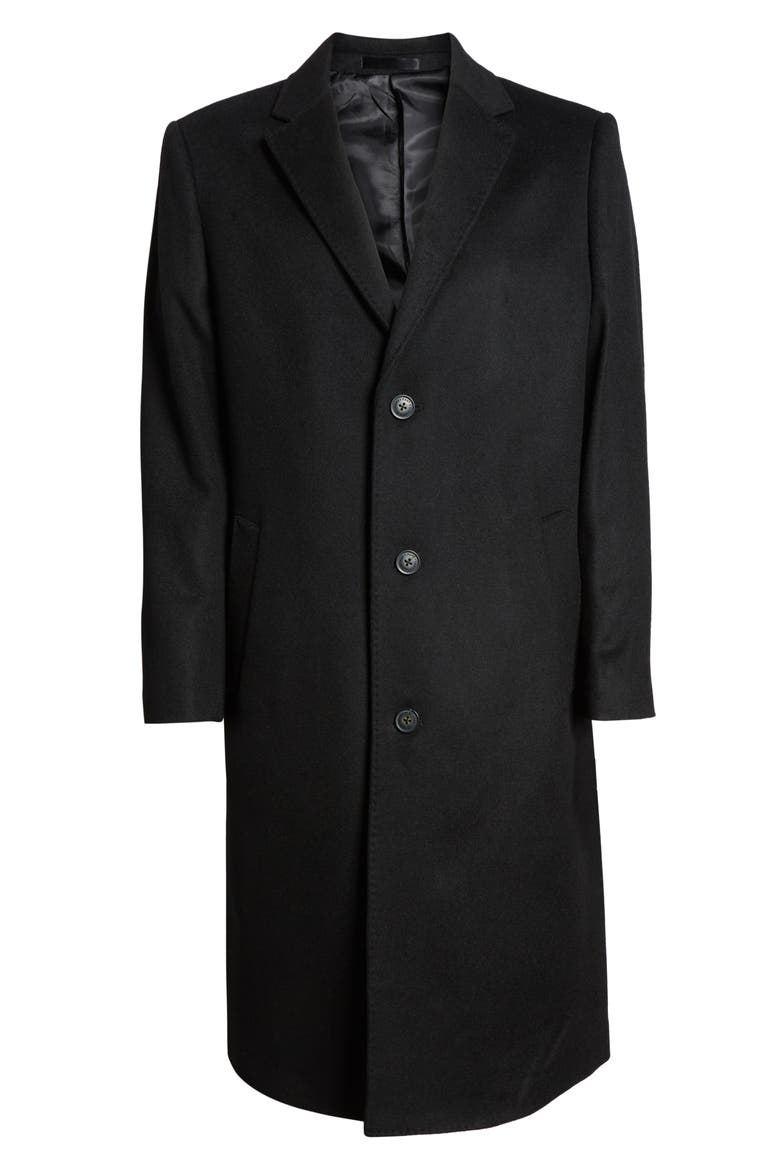 Sheffield Classic Fit Wool & Cashmere Overcoat, Alternate, color, BLACK