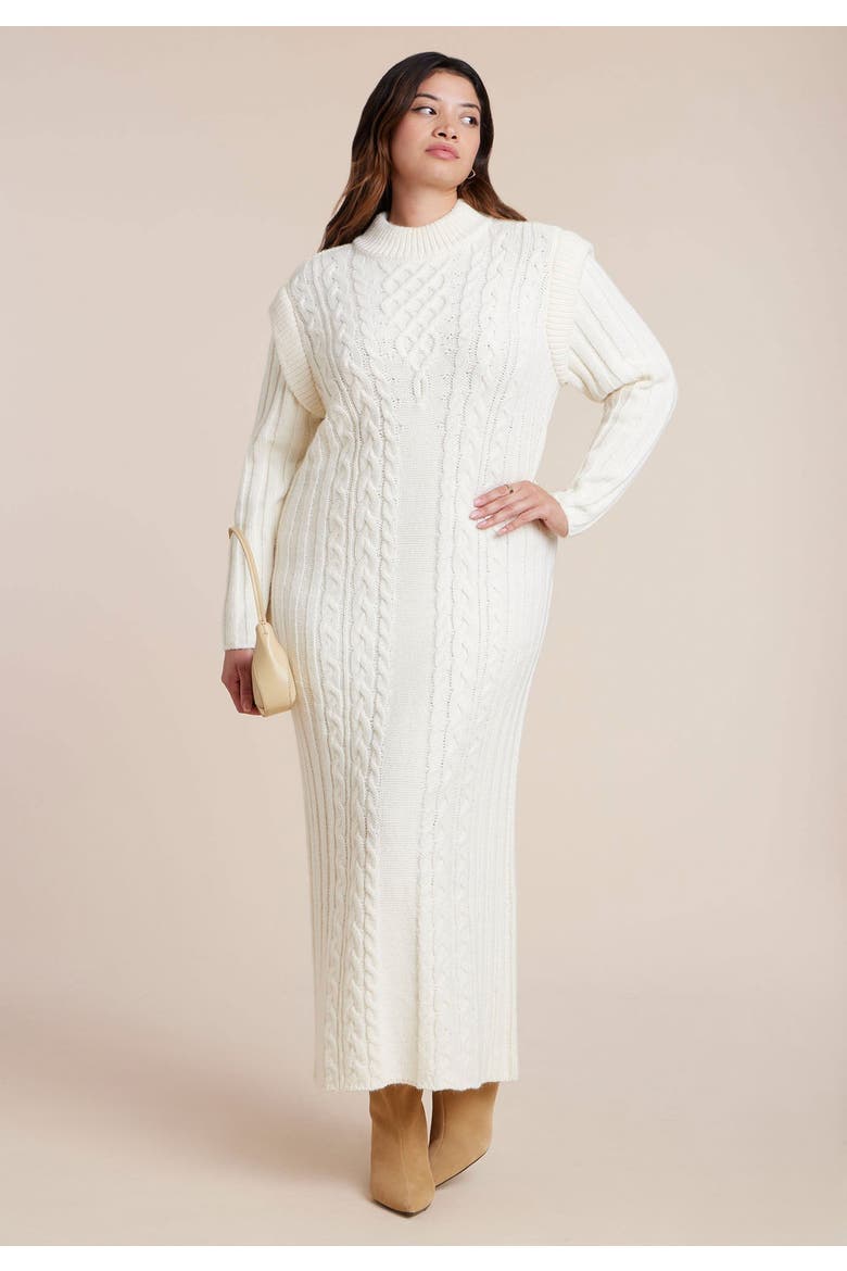 Cable Stitch Sweater Dress, Alternate, color, COCONUT MILK