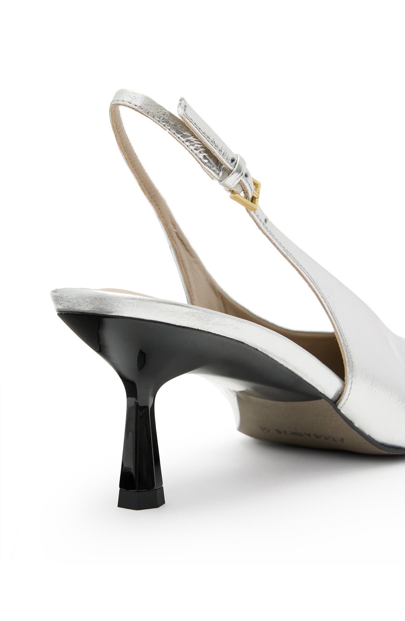 AllSaints Denver Pointed Toe Slingback Pump, Alternate, color, Silver/ Gold