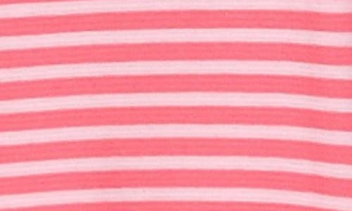 Apny Stripe Puff Shoulder Top In Pink