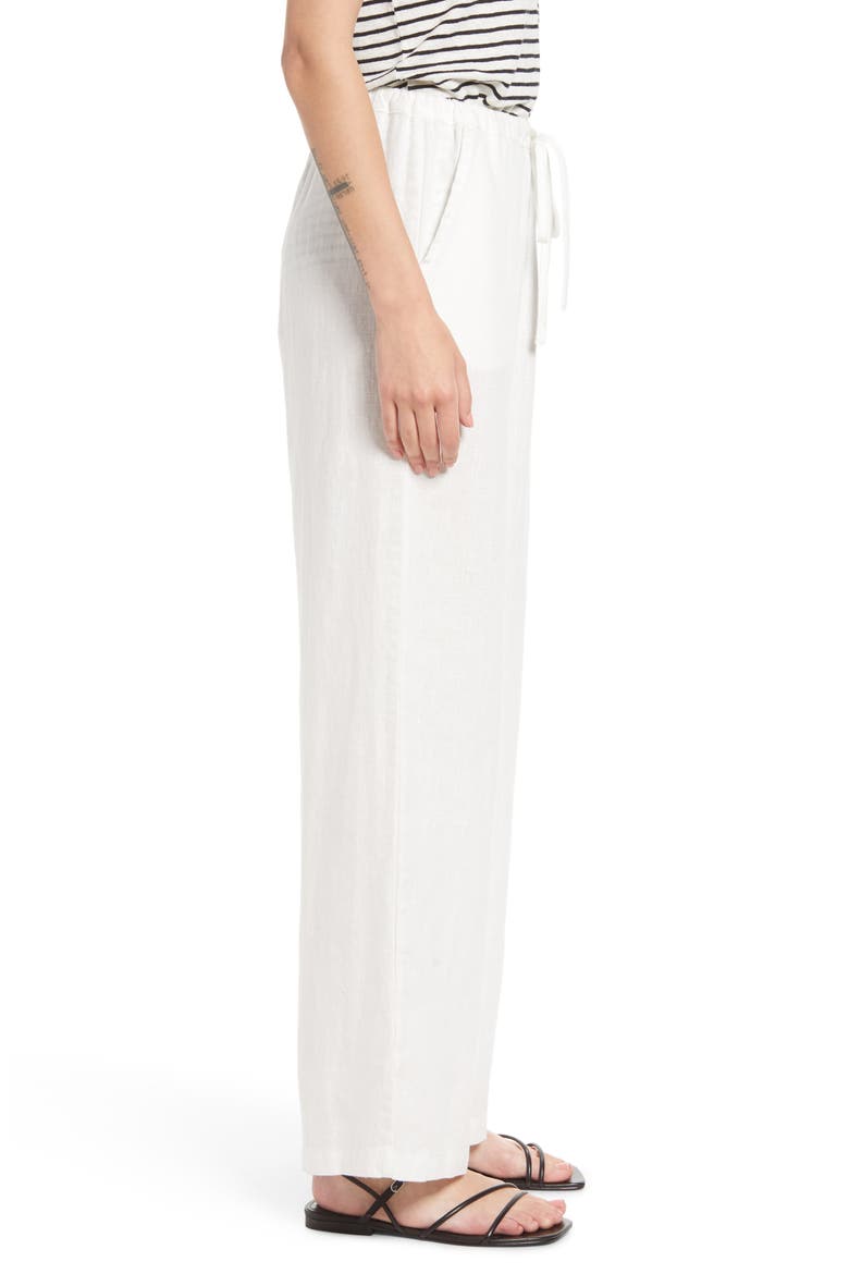 Emmie Drawstring Linen Pants, Alternate, color, WHITE