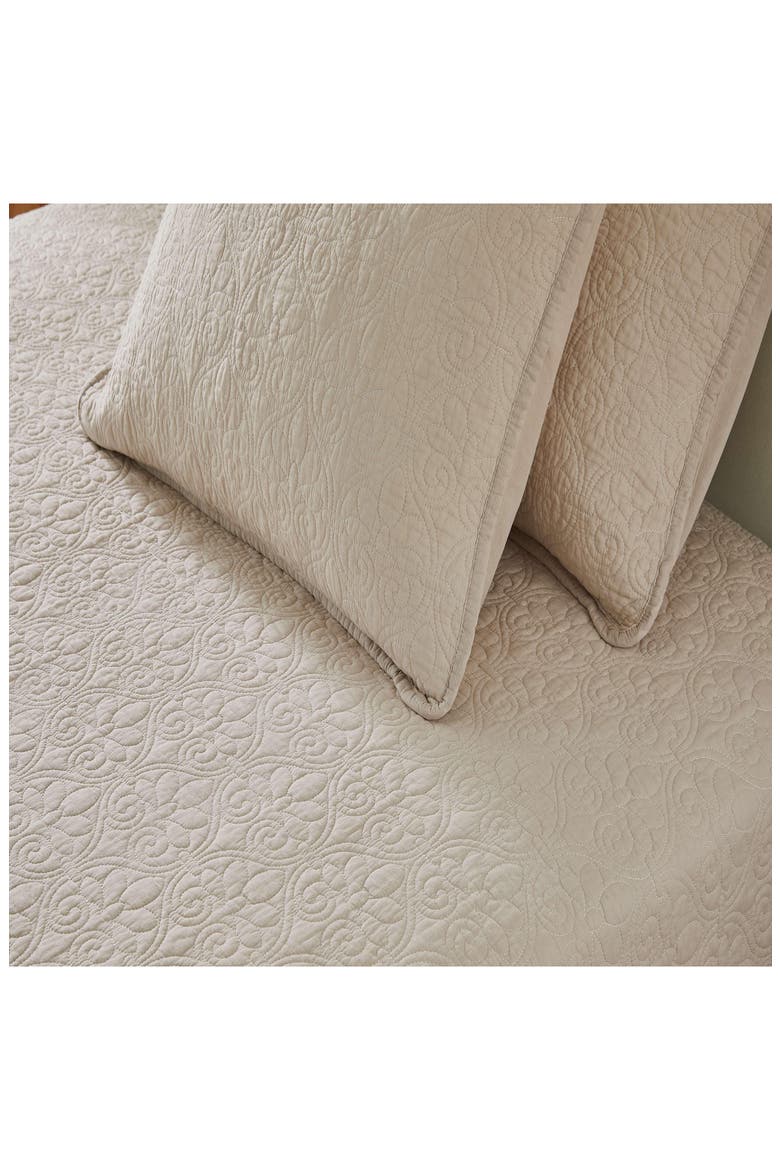 Flavia Cotton Stitched Quilt, Alternate, color, TAUPE
