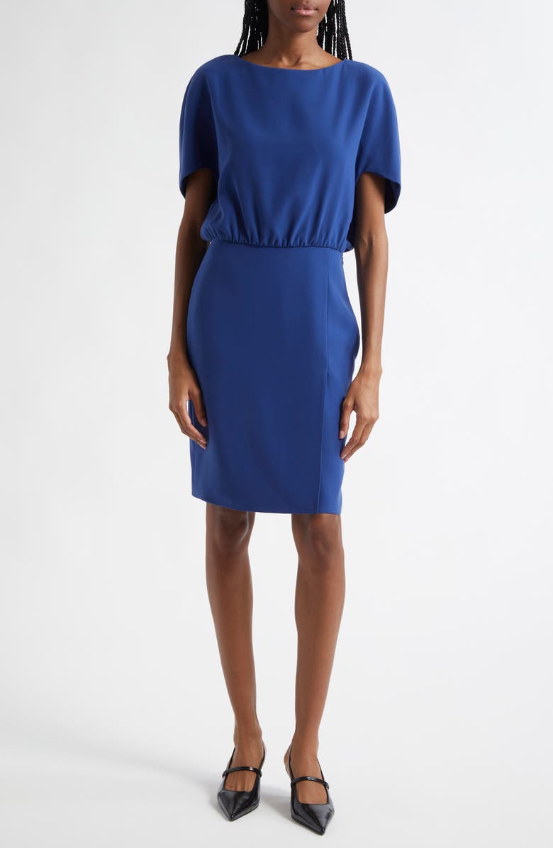 Emporio Armani Cady Cape Sleeve Dress, Main, color, Cobalt Blue