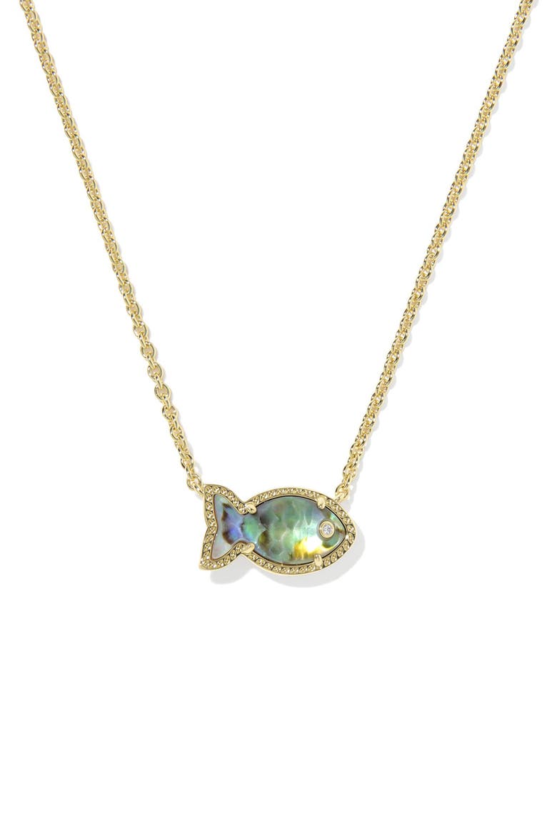 Parker Short Fish Pendant Necklace, Main, color, GOLD ABALONE SHELL
