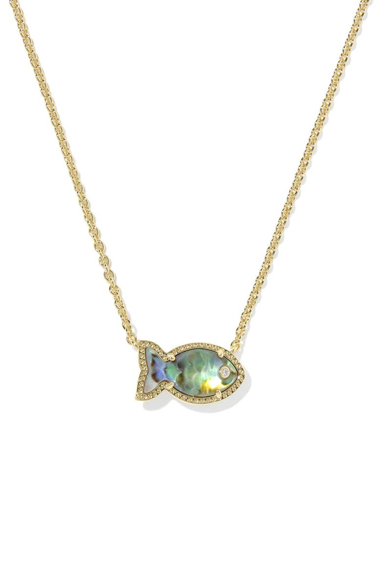 Kendra Scott Parker Short Fish Pendant Necklace, Main, color, Gold Abalone Shell