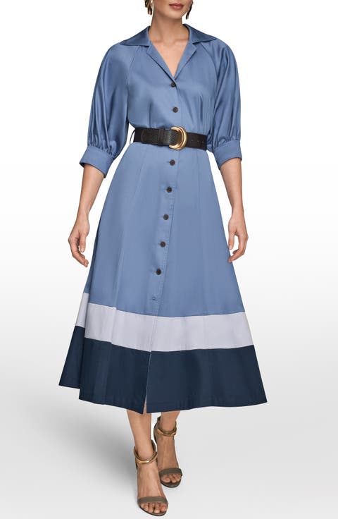 Belted Stretch Cotton Shirtdress
