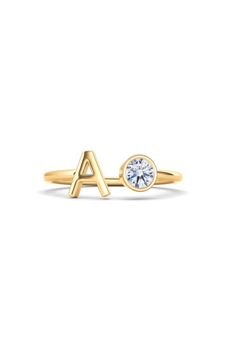 HauteCarat Lab Grown Diamond Letter Ring, Main, color, 18K Yellow Gold - A