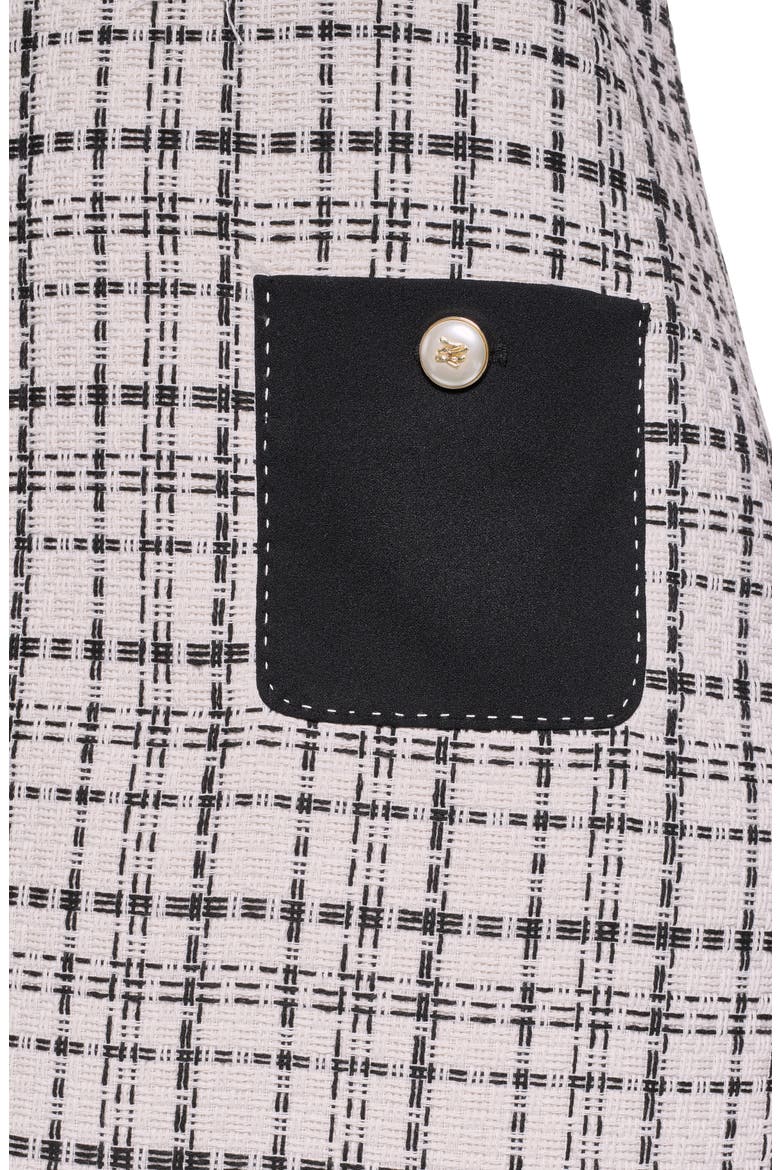 Contrast Stitch Sleeveless Tweed Minidress, Alternate, color, BISQUE/ BLACK