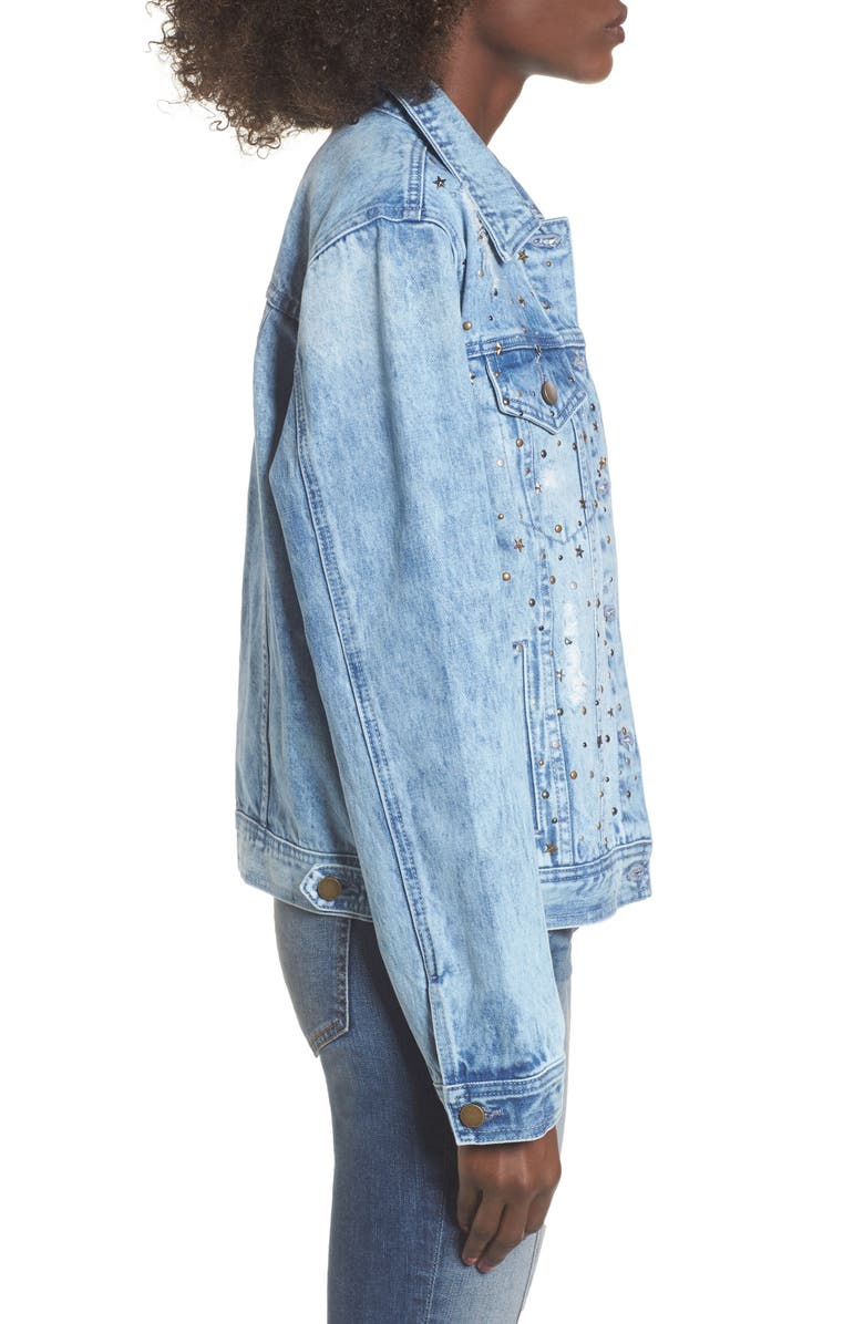 Tinsel Star & Stud Denim Jacket, Alternate, color, 