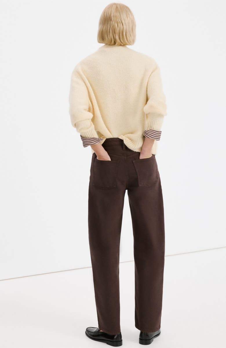 MANGO High Waist Barrel Jeans, Alternate, color, Chocolate