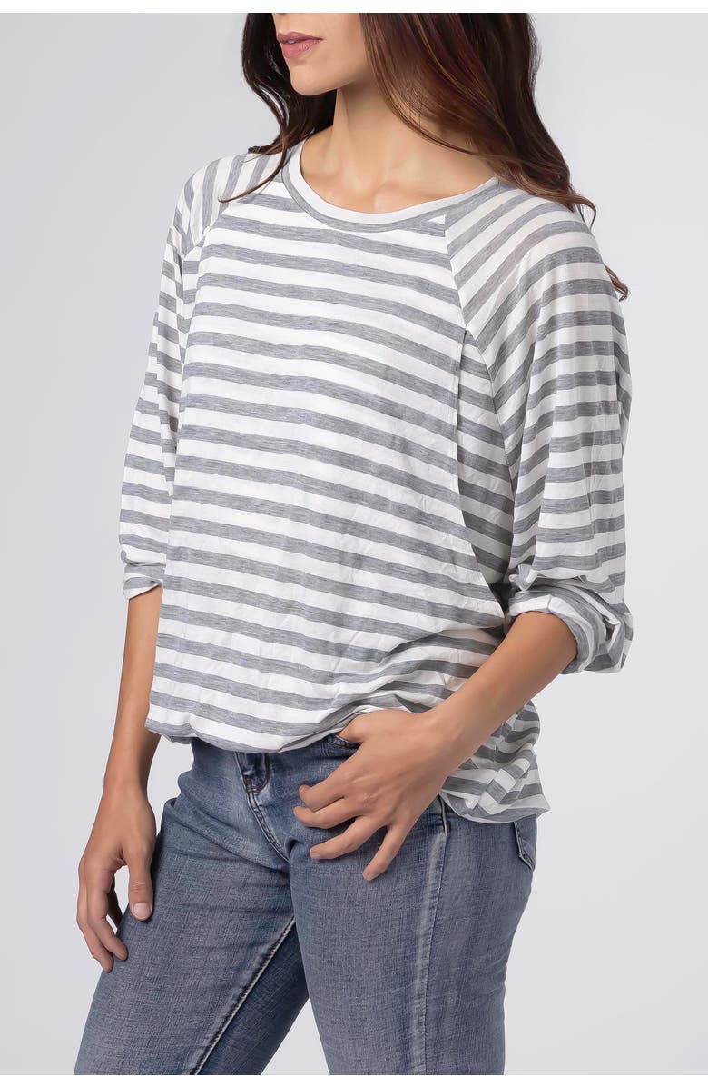 BUN Maternity Nursing Apparel Softie Nursing T Shirt Long Sleeve, Alternate, color, Gray And White Stripe