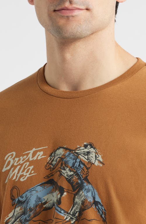 Brixton Wellston Cotton Graphic T-shirt In Brown
