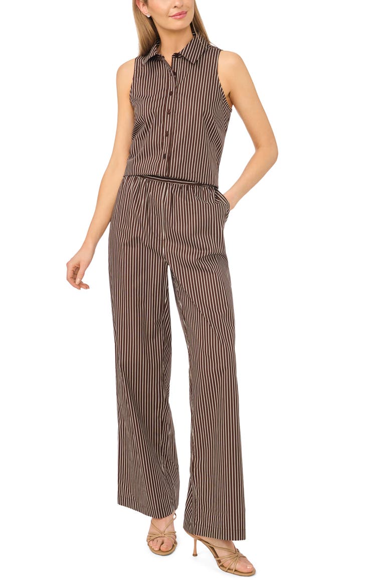 Striped Pull On Pants with Side Slits, Alternate, color, CHICORY COFFEE