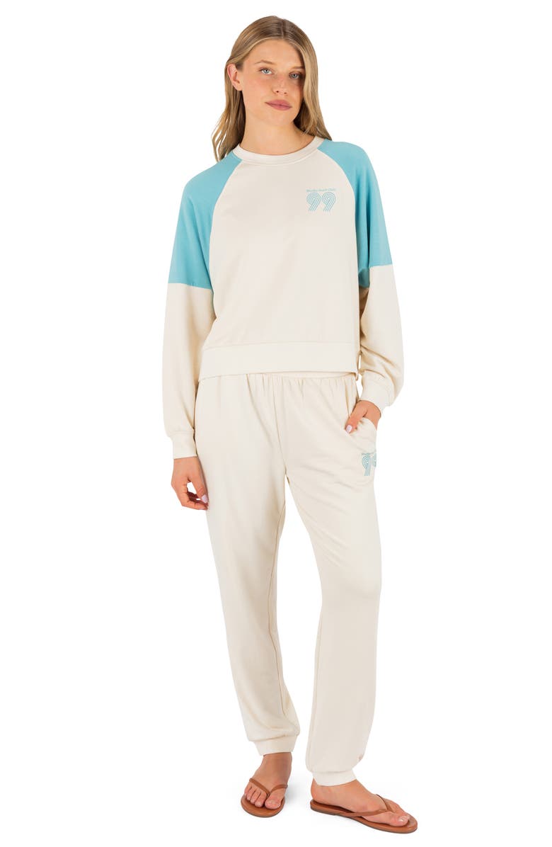 Hurley Rollers Colorblock Crew Neck Sweatshirt, Alternate, color, Off White