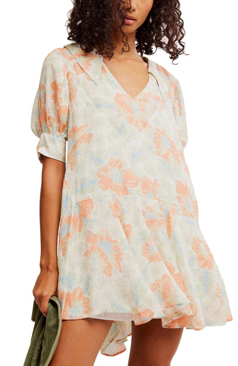 Free People Moon Chaser Tiered Shift Minidress, Alternate, color, Soft Combo