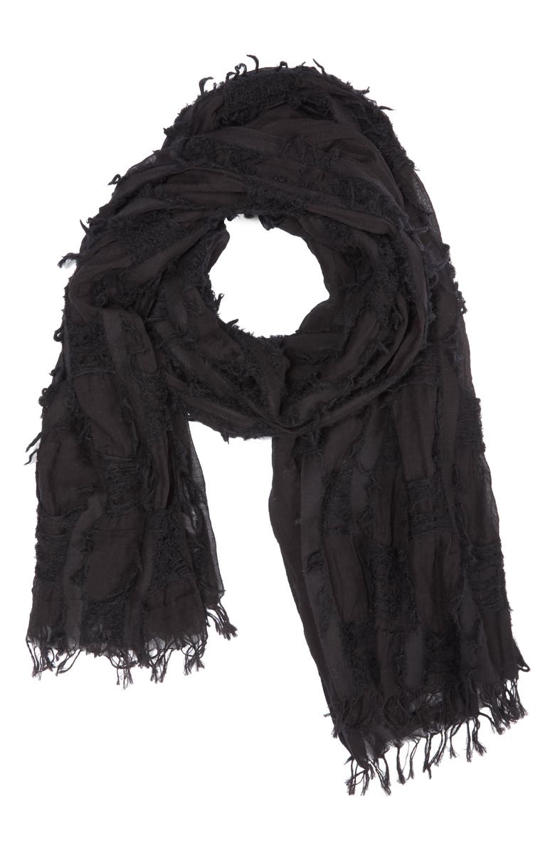 Y's by Yohji Yamamoto Cut Cotton & Wool Scarf, Alternate, color,