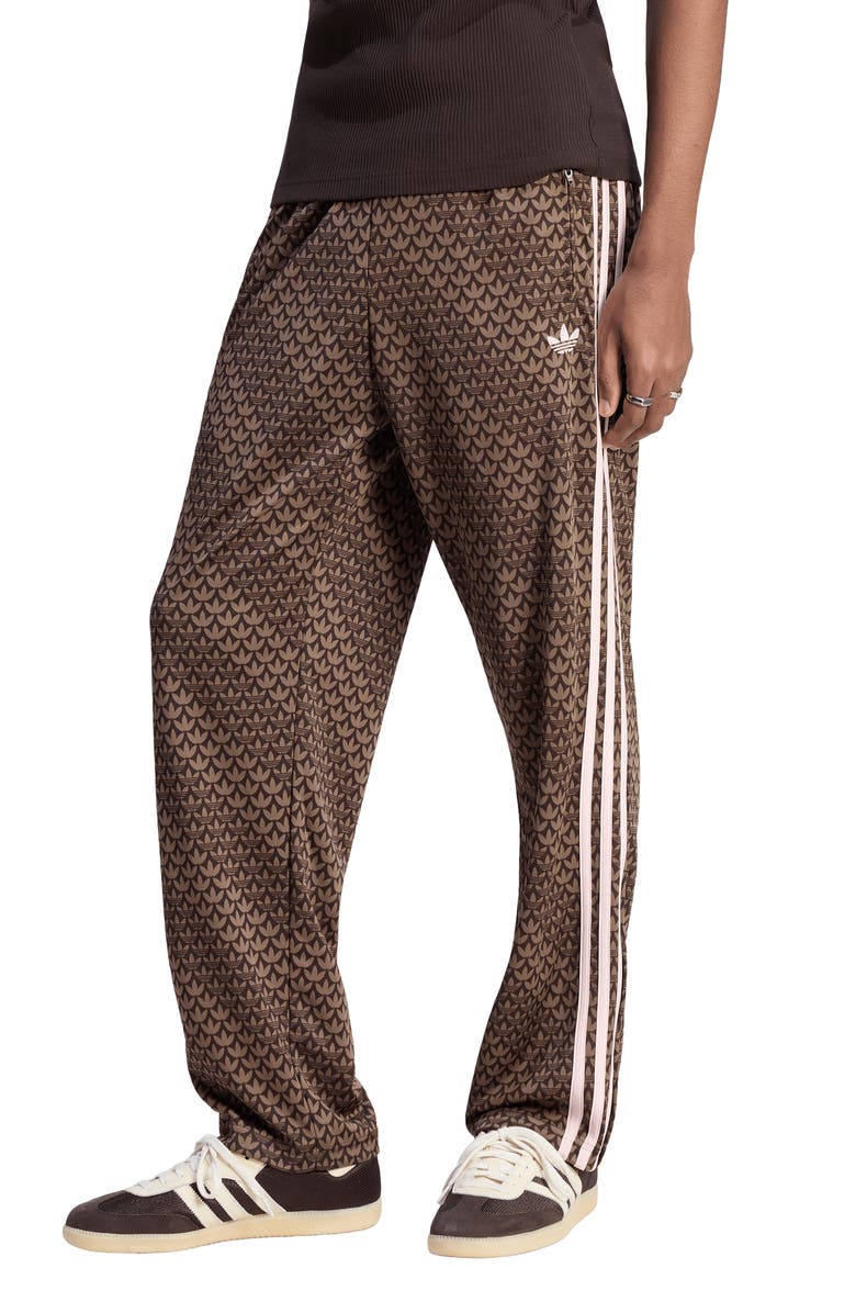 adidas Monogram Firebird Recycled Polyester Track Pants, Main, color, Coffee/ Earth / Sandy Pink