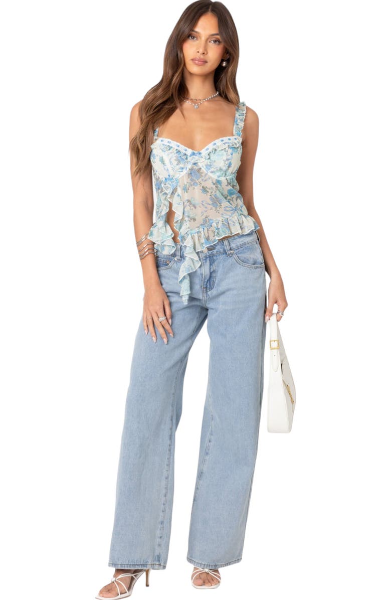 EDIKTED Floral Cascade Ruffle Camisole, Alternate, color, Mix