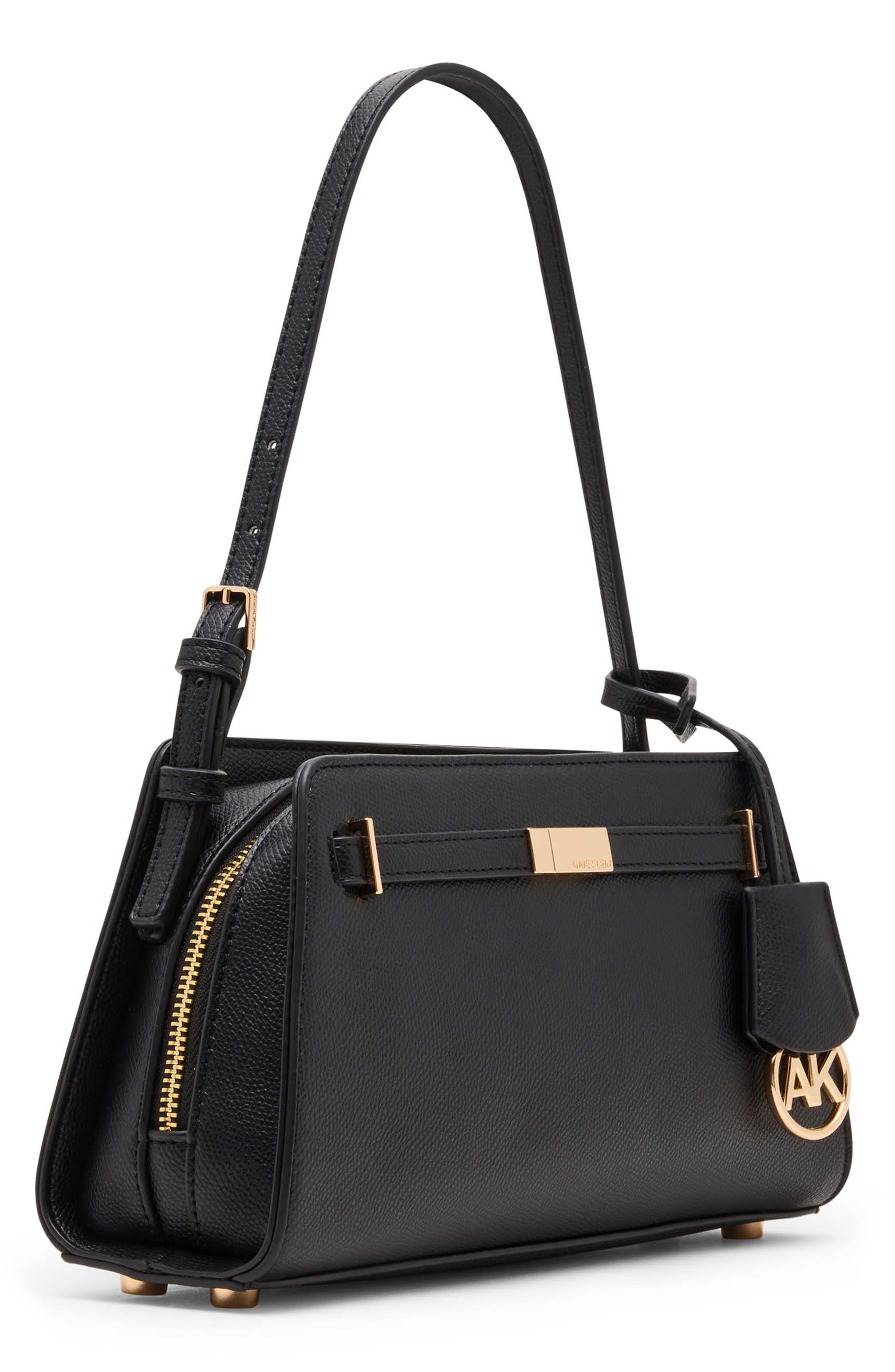 Anne Klein Belted Shoulder Bag, Alternate, color, Black