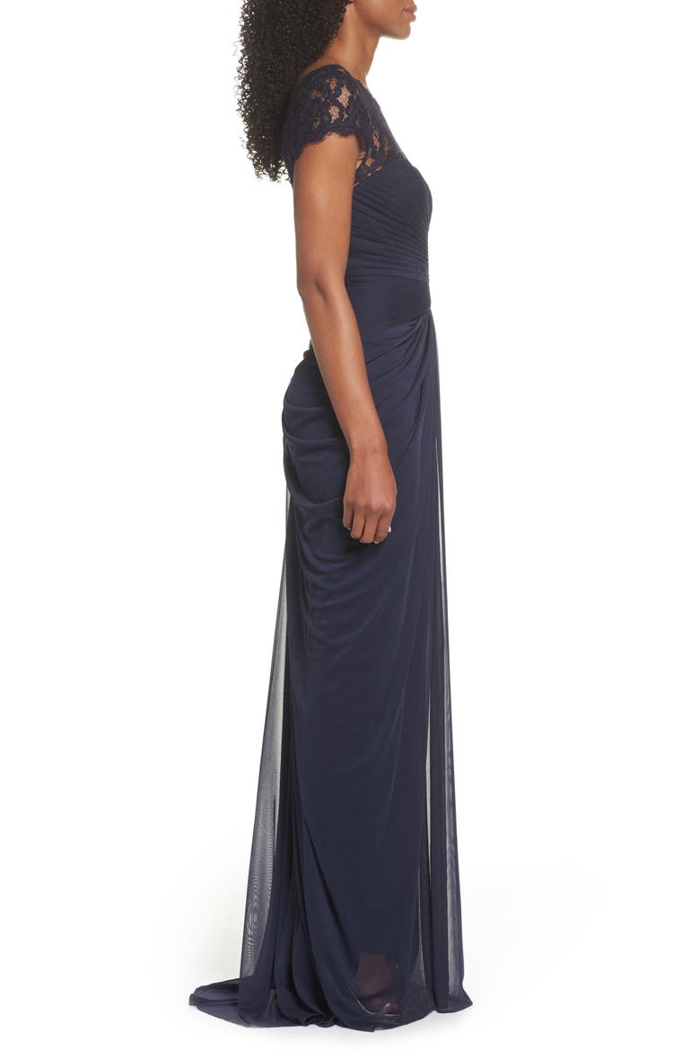 Lace Yoke Drape Gown, Alternate, color, INK