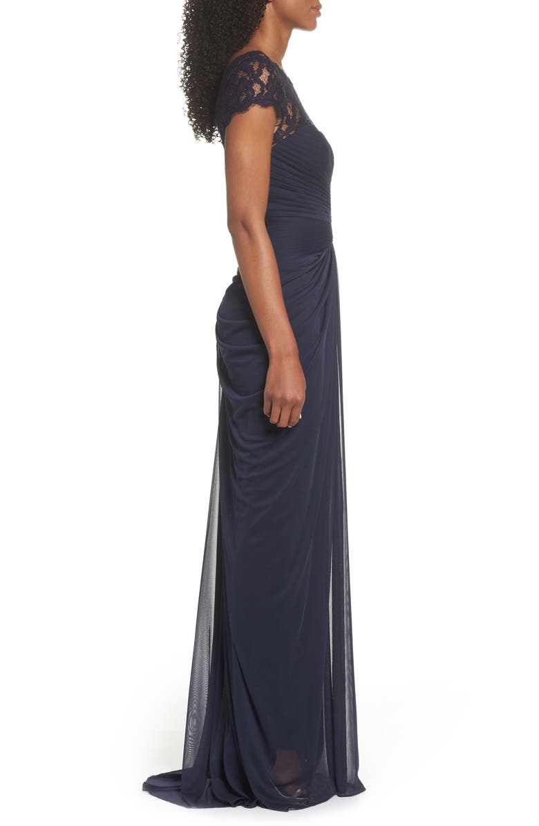 Adrianna Papell Lace Yoke Drape Gown, Alternate, color,